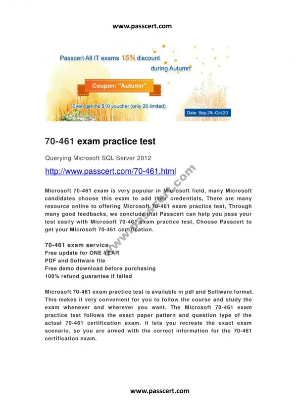 Microsoft 70-461 exam practice test