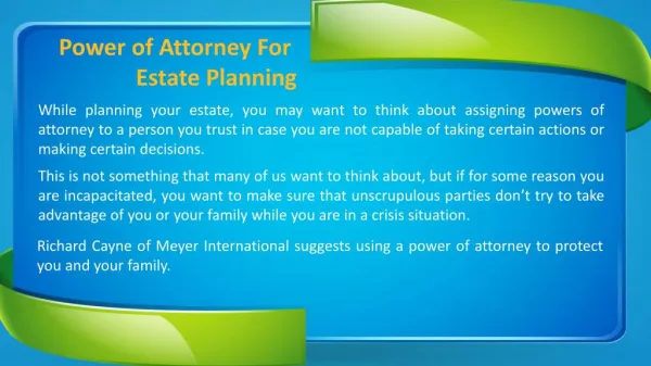Power of Attorney For Estate Planning