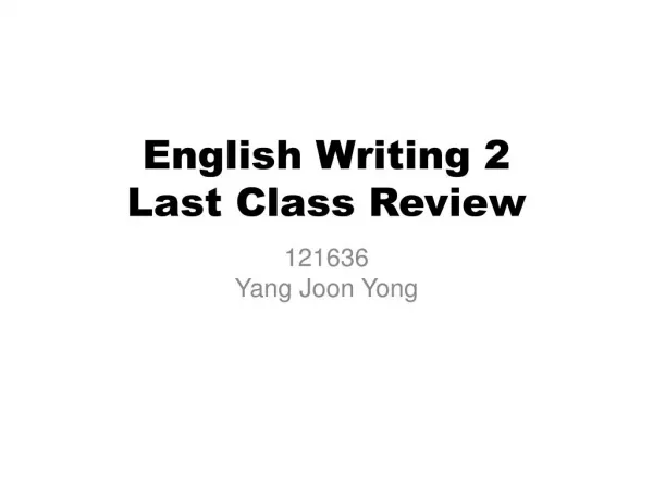 EW2 Lecture Review