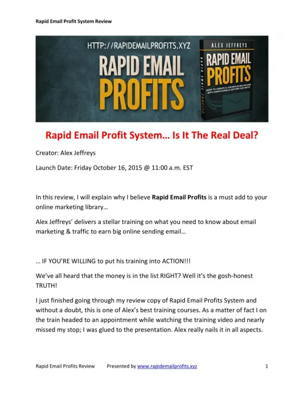 Rapid Email Profit System Review