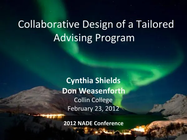 Collaborative Design of a Tailored Advising Program
