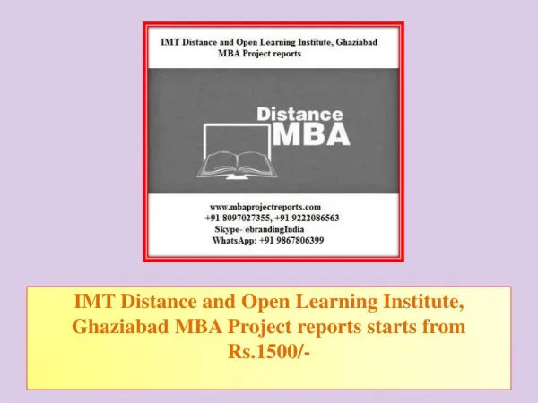 imt distance and open learning institute ghaziabad mba project reports starts from rs 1500