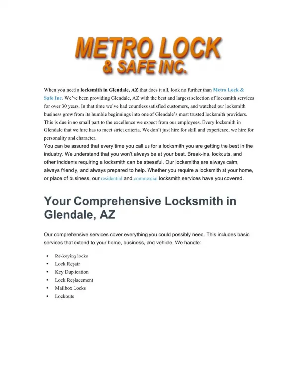 Locksmith Glendale