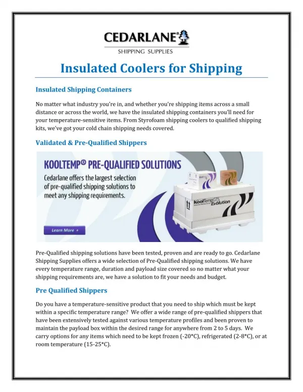 Insulated Coolers for Shipping
