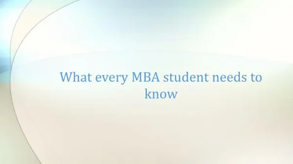 What every MBA student needs to know
