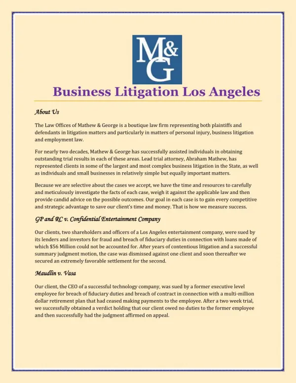 Business Litigation Los Angeles