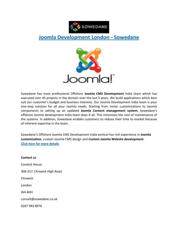 Joomla Development London - Sowedane