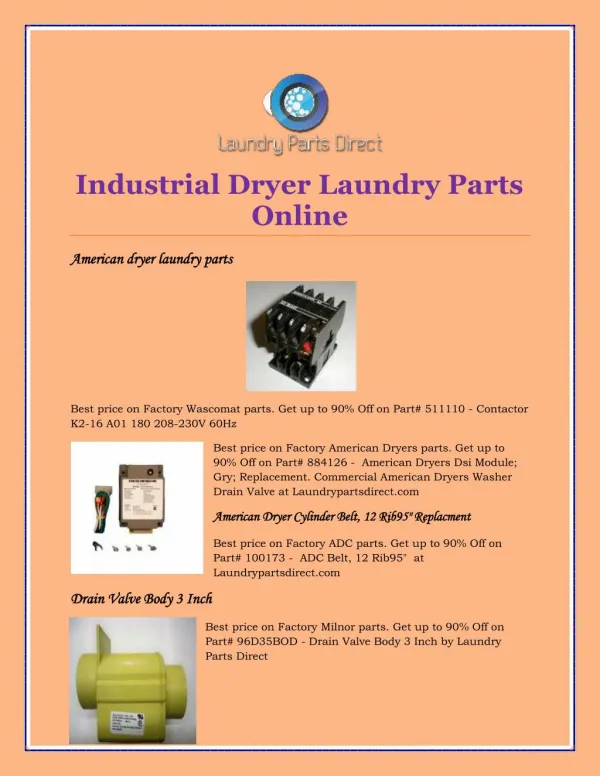 Industrial Dryer Laundry Parts Online