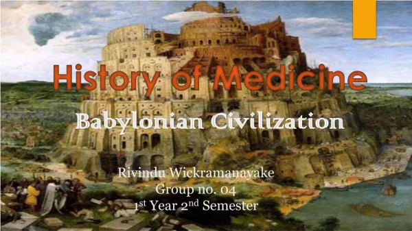 Babylonian History of MedicineI