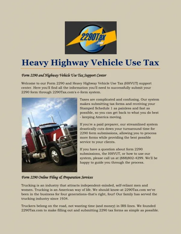 Heavy Highway Vehicle Use Tax