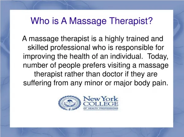 Some Important Information Regarding Massage Therapy Program