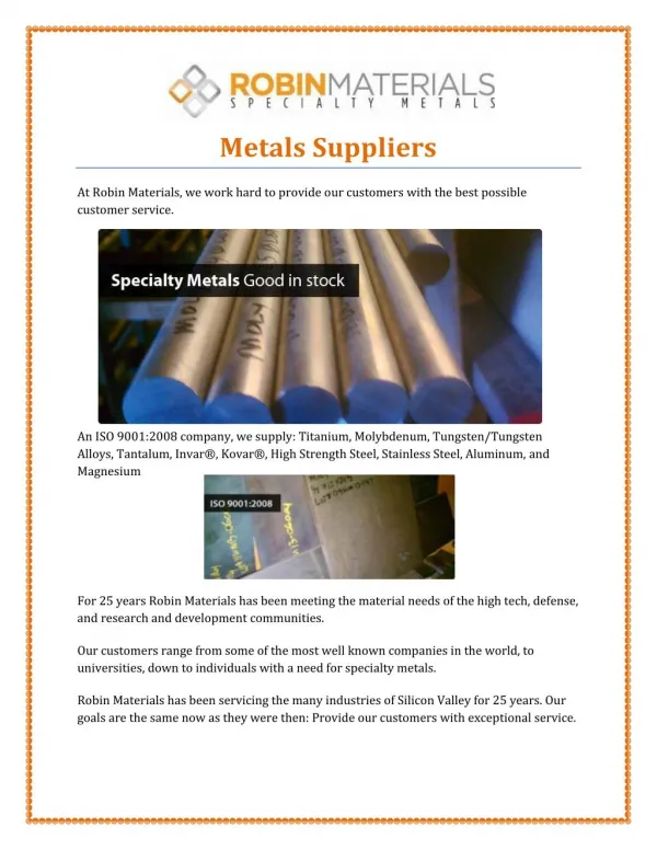 Metals Suppliers