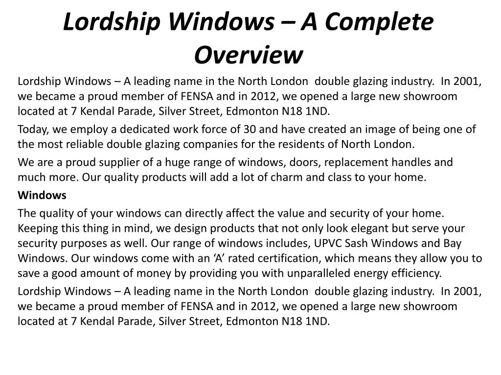 lordship windows a complete overview