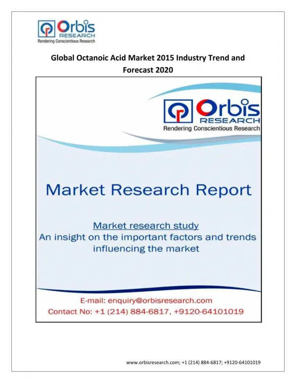 World Octanoic Acid Market Opportunities and Forecasts 2015-2020