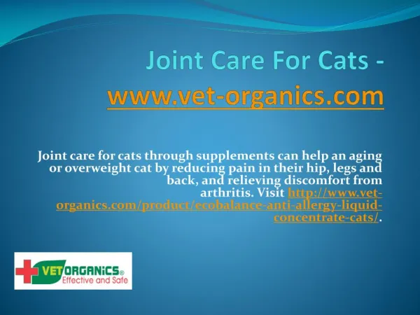 Joint Care For Cats - www.vet-organics.com