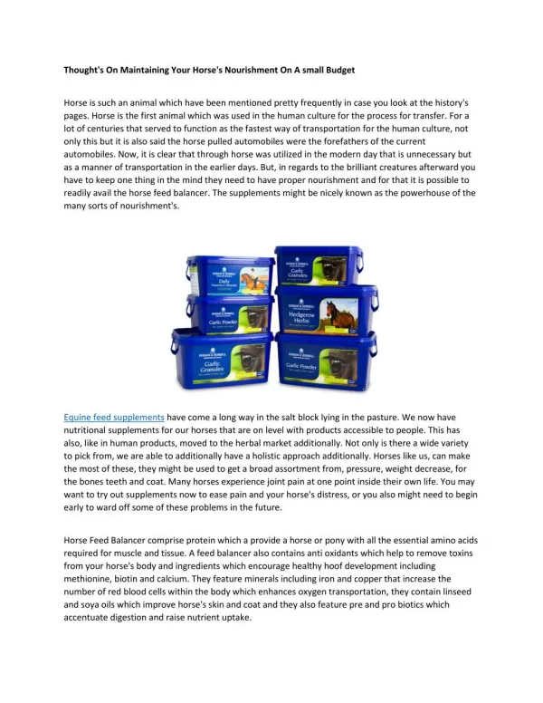 equine feed supplements