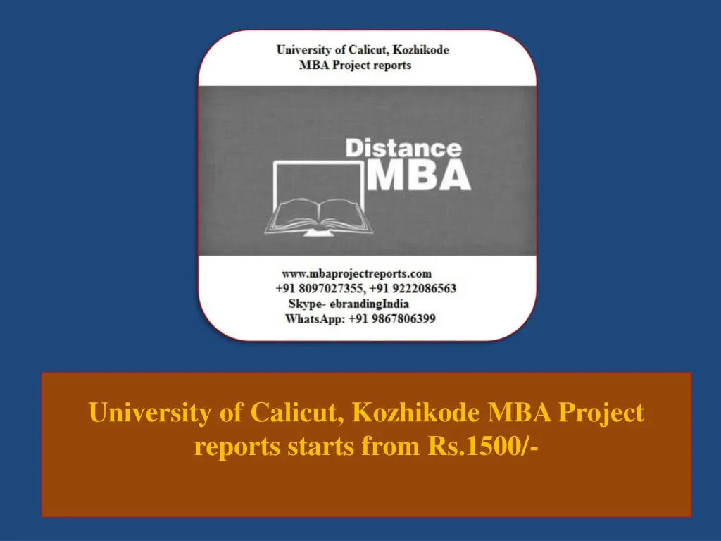 university of calicut kozhikode mba project reports starts from rs 1500