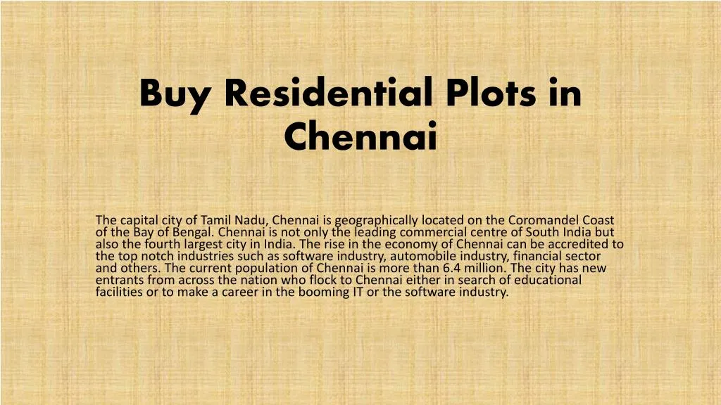 buy residential plots in chennai