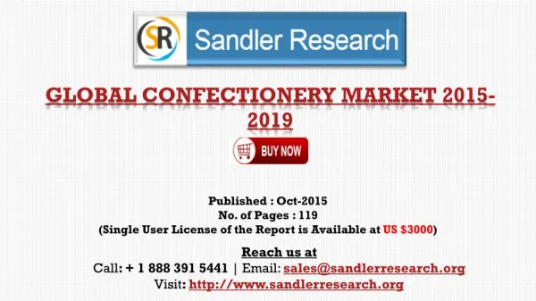 World Confectionery Market to Grow at 2.68% CAGR to 2019 Says a New Research Report