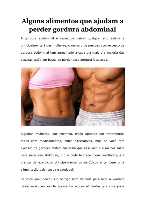 Alguns alimentos que ajudam a perder gordura abdominal