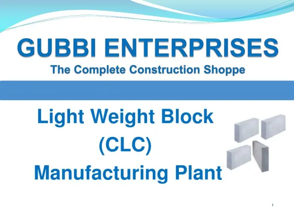 Light Weight Block (CLC) Manufacturing Plant