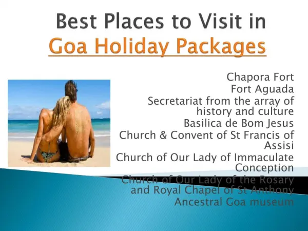 Best places to visit in goa holiday packages