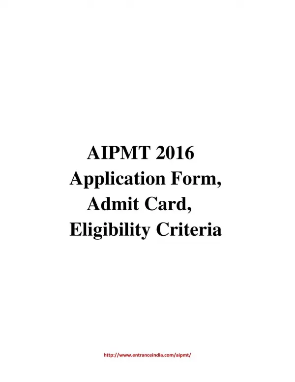 AIPMT 2016 Application Form, Admit Card, Eligibility Criteria
