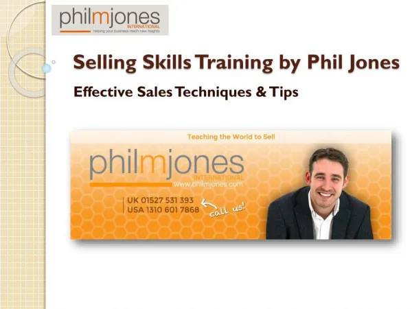 Selling Skills Training - Philmjones International