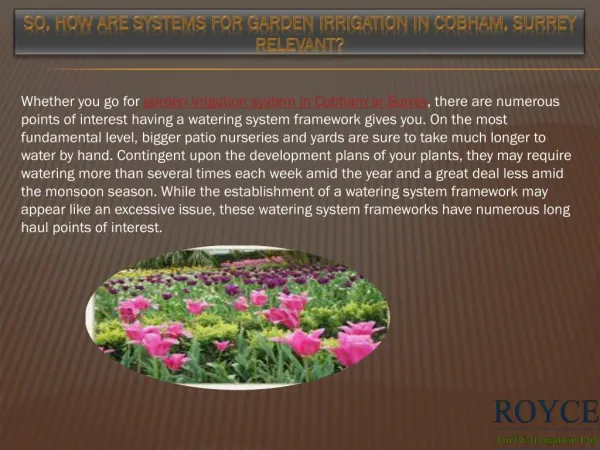 So, How are Systems for Garden Irrigation in Cobham, Surrey Relevant?