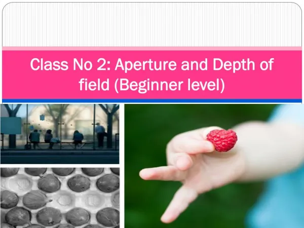 Class No 2 Aperture and Depth of field (Beginner level)