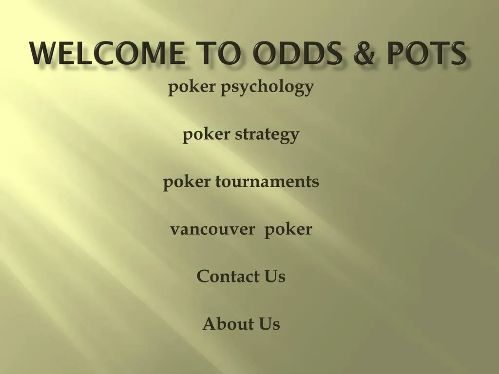 welcome to odds pots