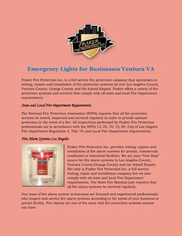 Emergency Lights for Businesses Ventura VA