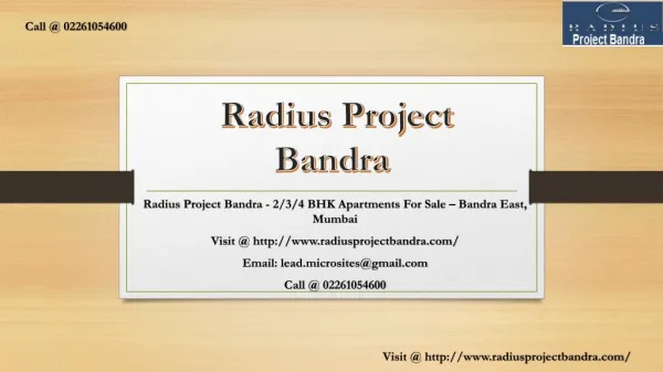 Radius Project Bandra - Bandra East, Mumbai - Price, Review, Floor Plan - Call @ 02261054600