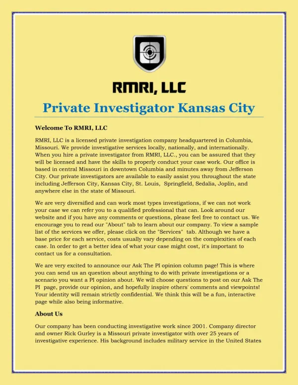 Private Investigator Kansas City