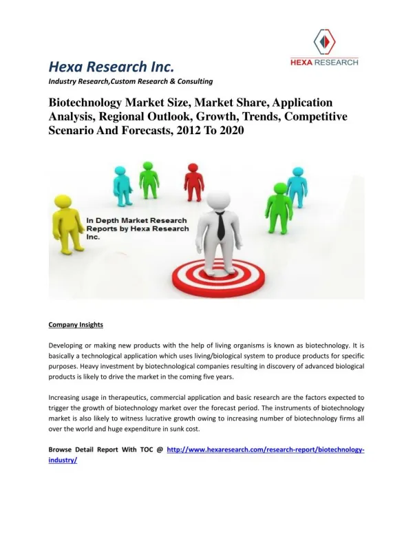 Biotechnology Market Size, Market Share, Application Analysis, Regional Outlook, Growth, Trends, Competitive Scenario An