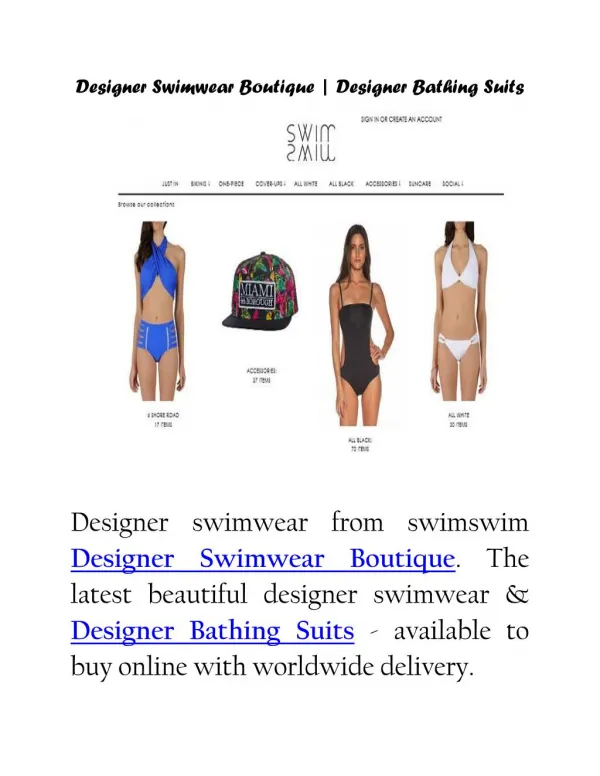 Designer Swimwear Boutique | Designer Bathing Suits