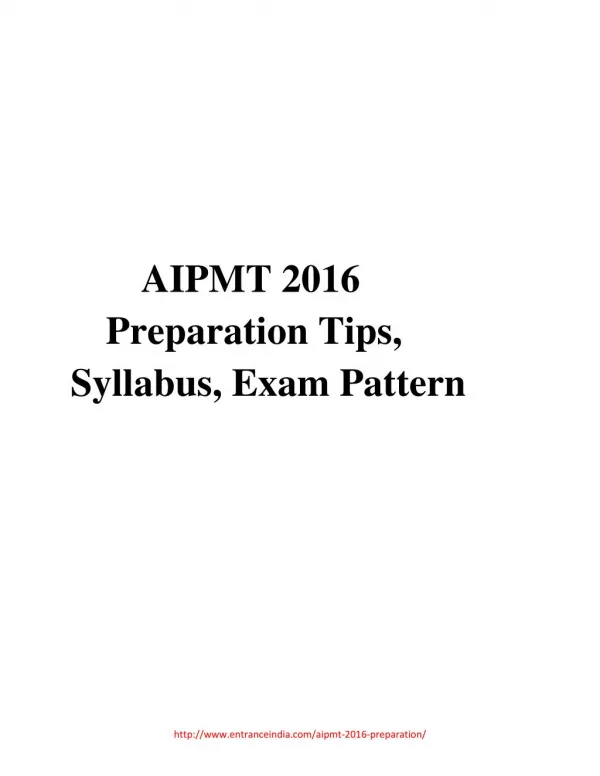 AIPMT 2016 Preparation Tips, Syllabus, Exam Pattern