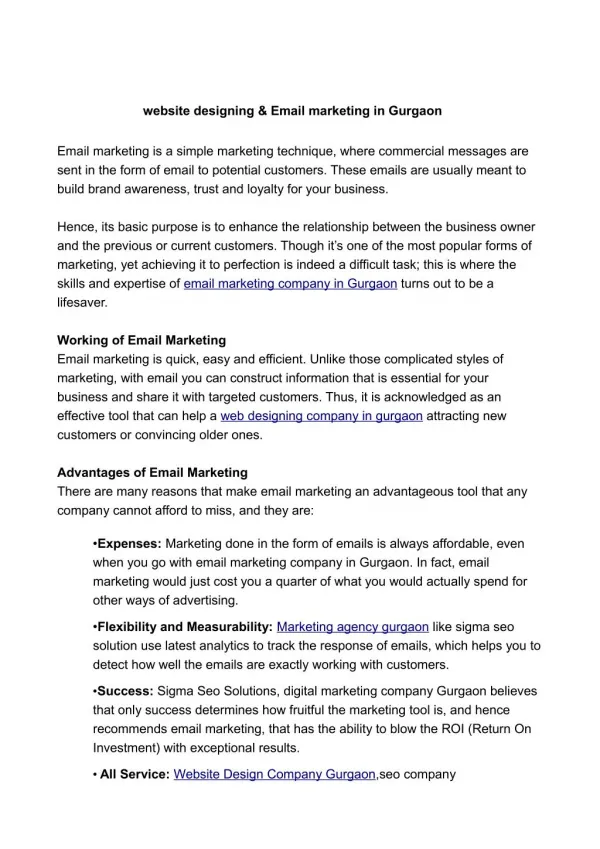 website designing & Email marketing in Gurgaon