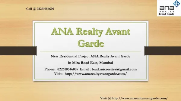 ANA Realty Avant Garde - Mira Road East, Mumbai - Price, Review, Floor Plan - Call @ 02261054600