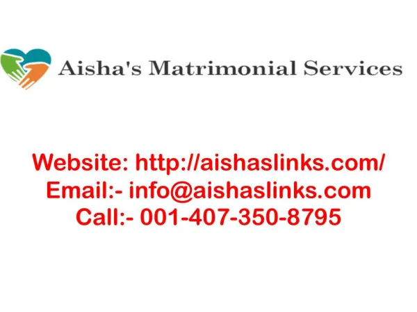 Aisha's Matrimonial Reviews