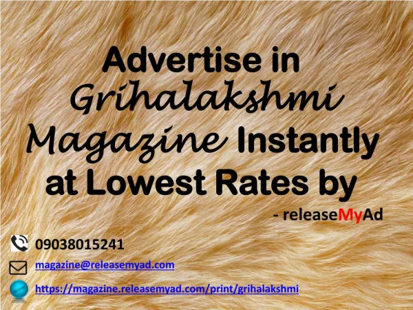 Advertising in Grihalakshmi Magazine through releaseMyAd