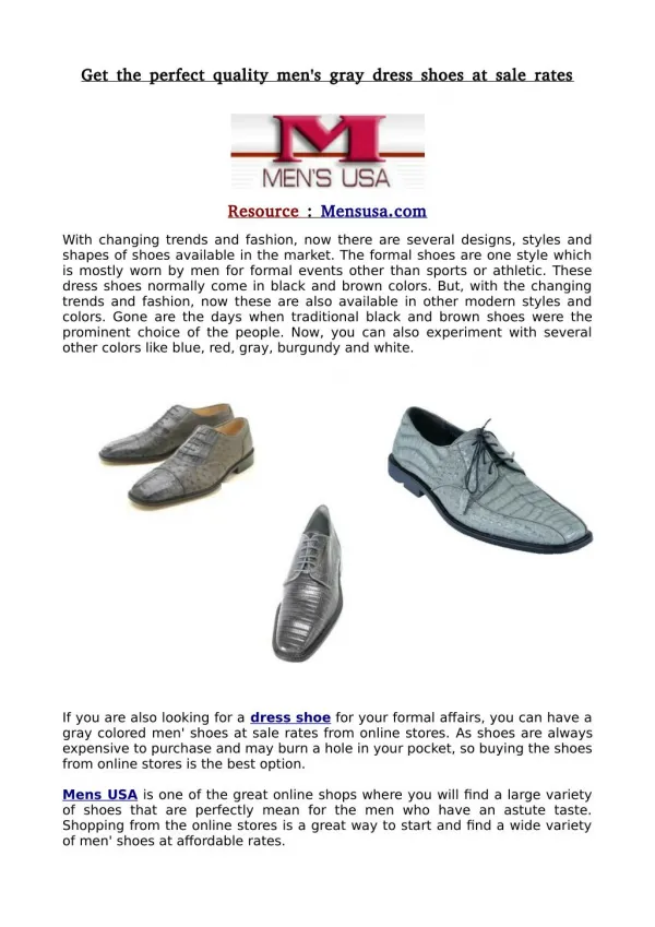 Get the perfect quality men's gray dress shoes at sale rates