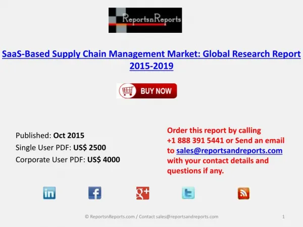 SaaS-Based Supply Chain Management Market: Global Research Report 2015-2019