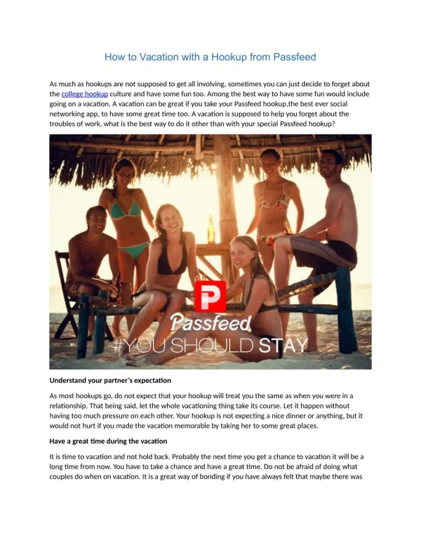How to Vacation with a Hookup from Passfeed