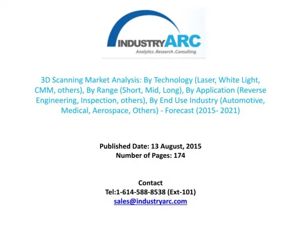 Turn 3D scanning Market Into Success 2020 with our Expert Research