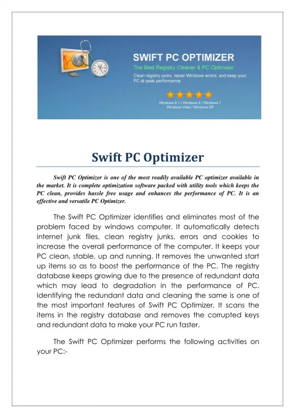 Swift pc optimizer