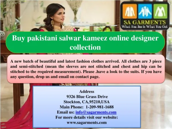 Buy pakistani salwar kameez online designer collection