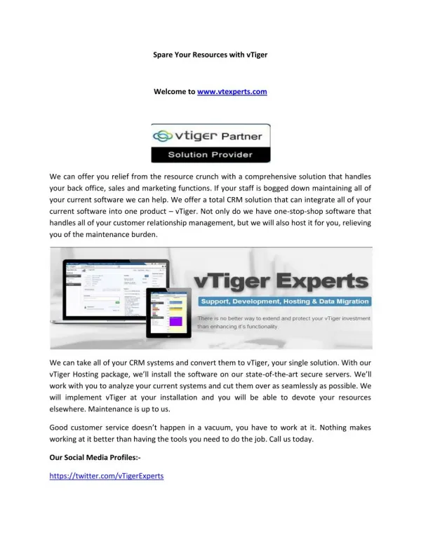 Spare Your Resources with vTiger
