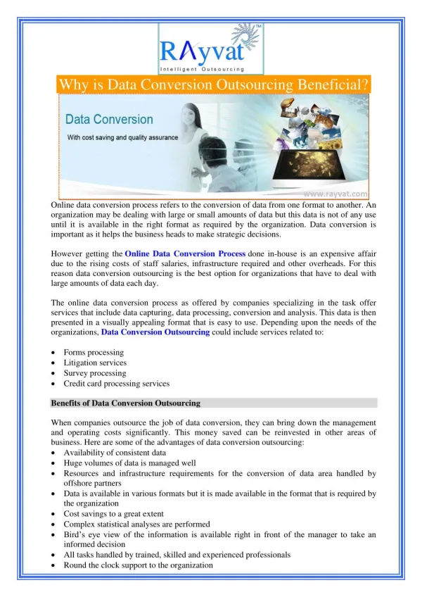Why is Data Conversion Outsourcing Beneficial?