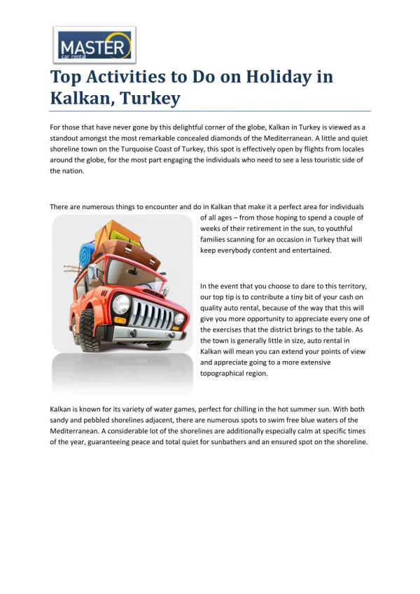 Top Activities to Do on Holiday in Kalkan, Turkey